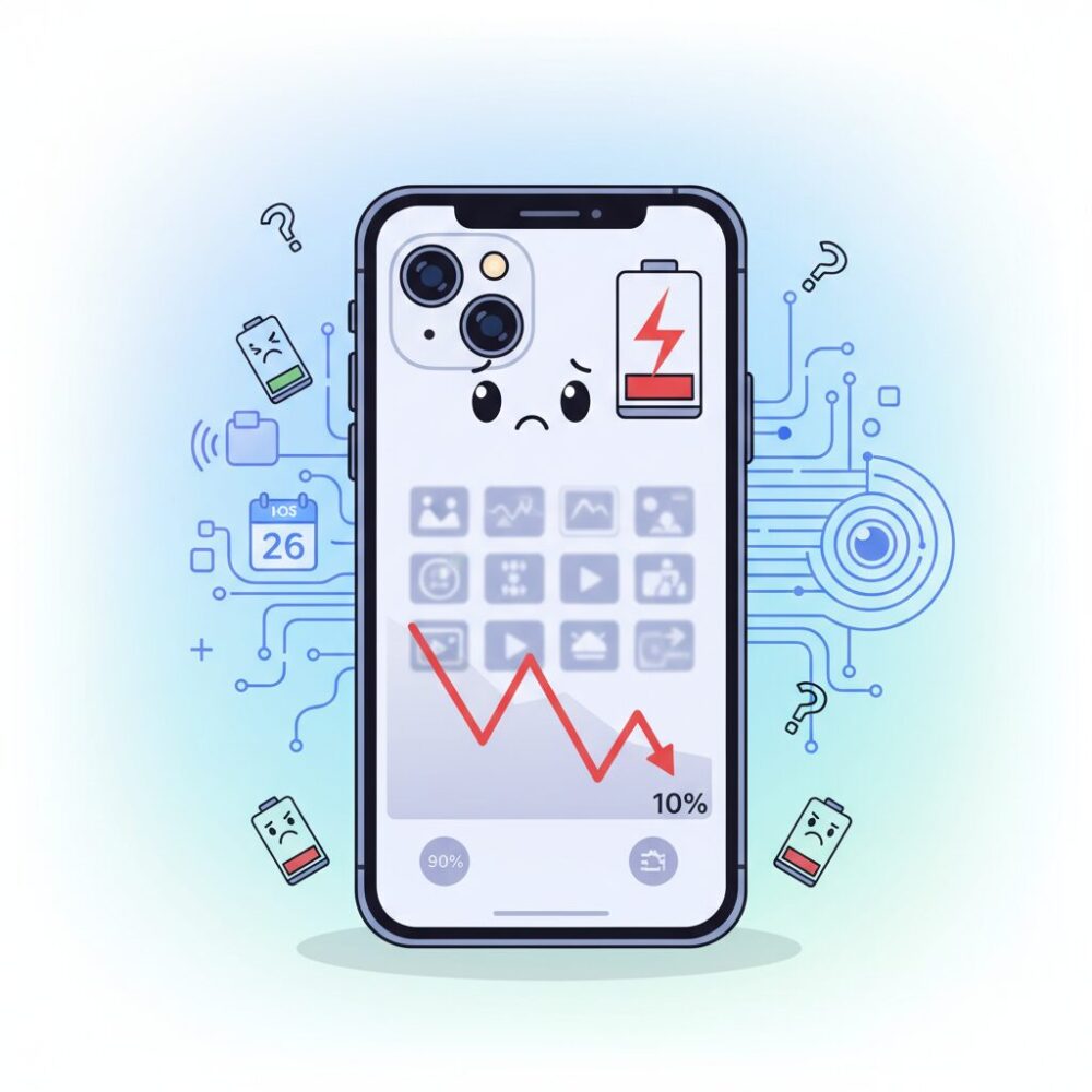 iOS 26アップデート後に報告が増えたバッテリー急減の実態 のイメージ