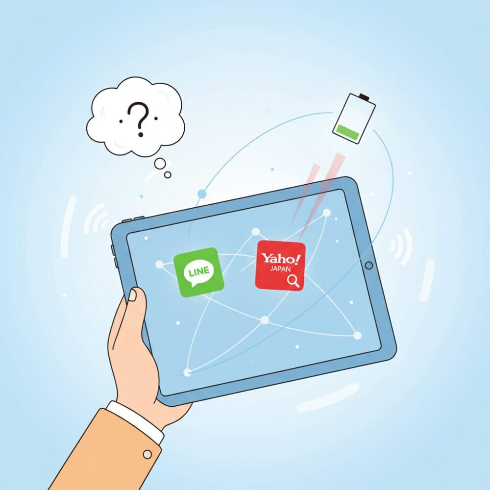 LINEやYahoo! JAPANがバッテリーに与える影響 のイメージ