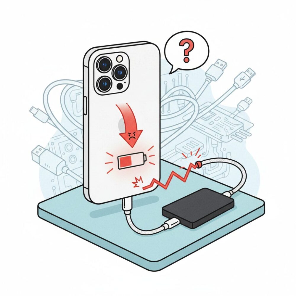 外付けSSD使用時にバッテリーが急激に減る本当の原因 のイメージ