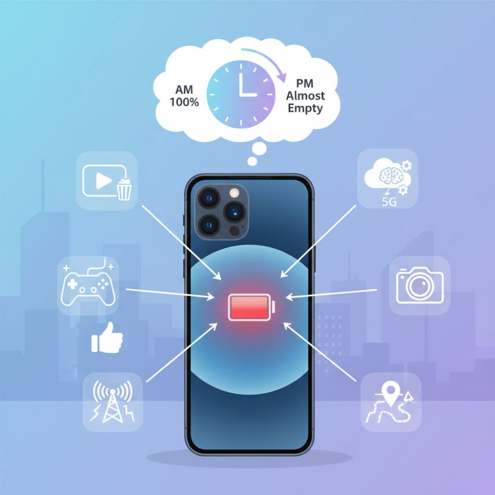 アプリ別に見るバッテリー消費が激しい使い方 のイメージ