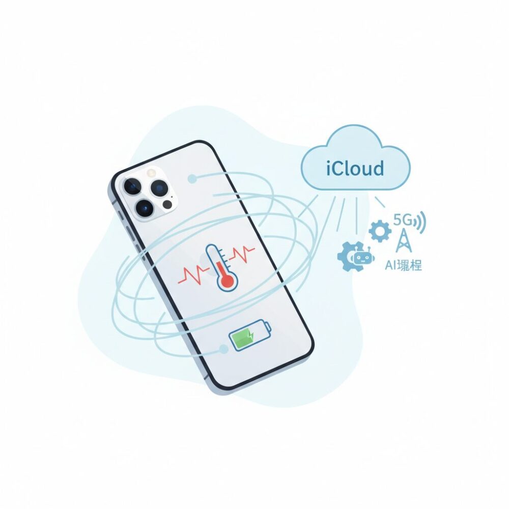 iCloud同期がバッテリーを消耗させる仕組み のイメージ