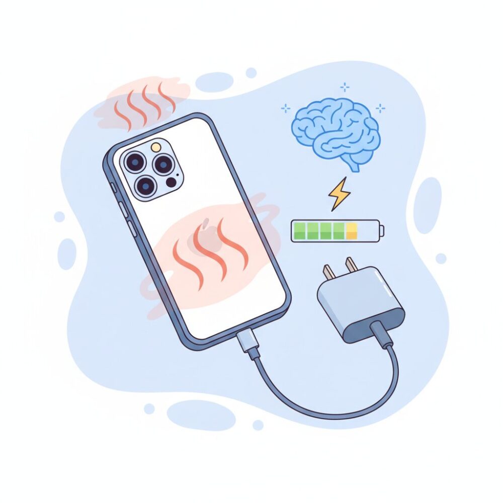 iPhone 15が充電中に熱くなる仕組みをやさしく理解する のイメージ