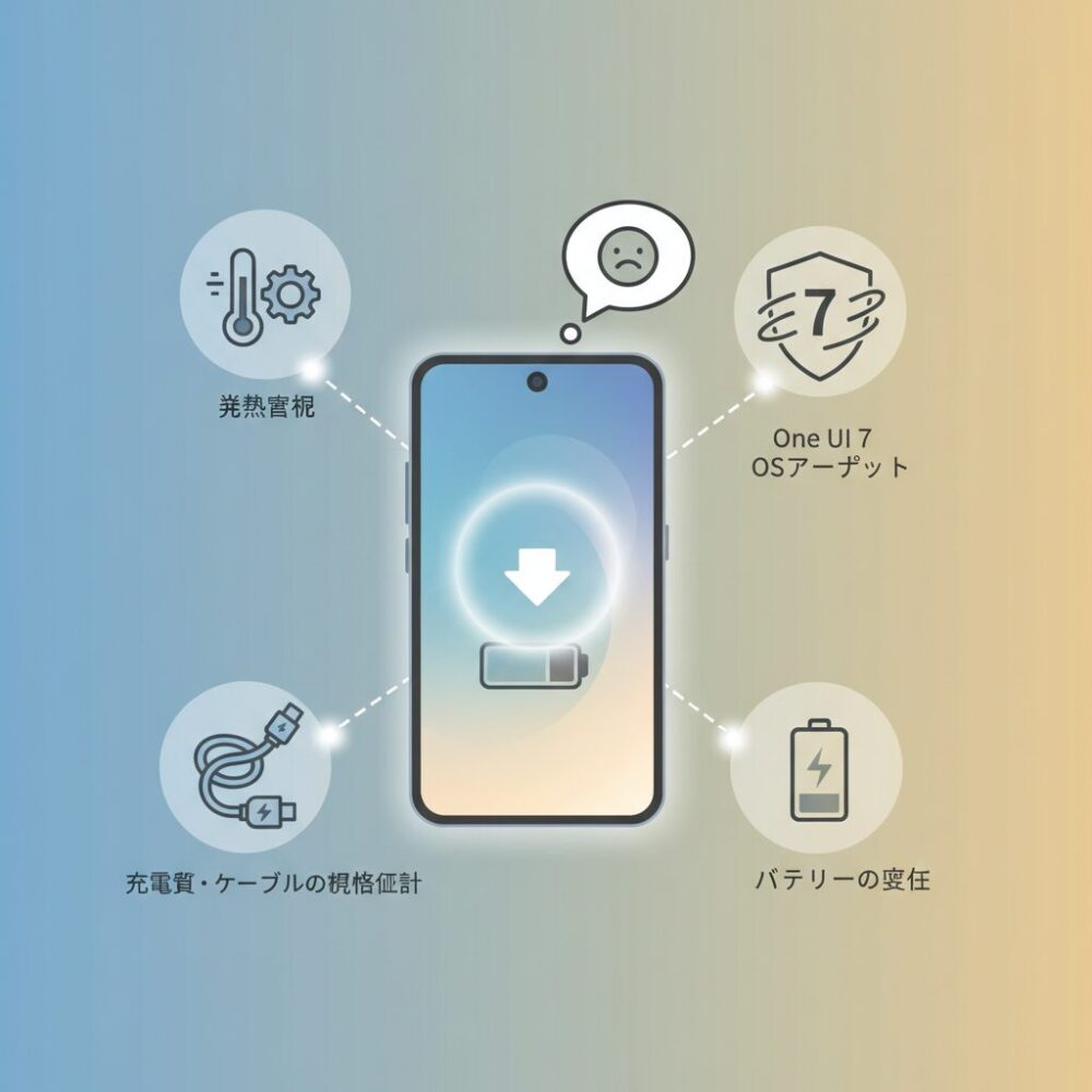 One UI 7で何が変わった？充電速度に影響する発熱制御の仕組み のイメージ