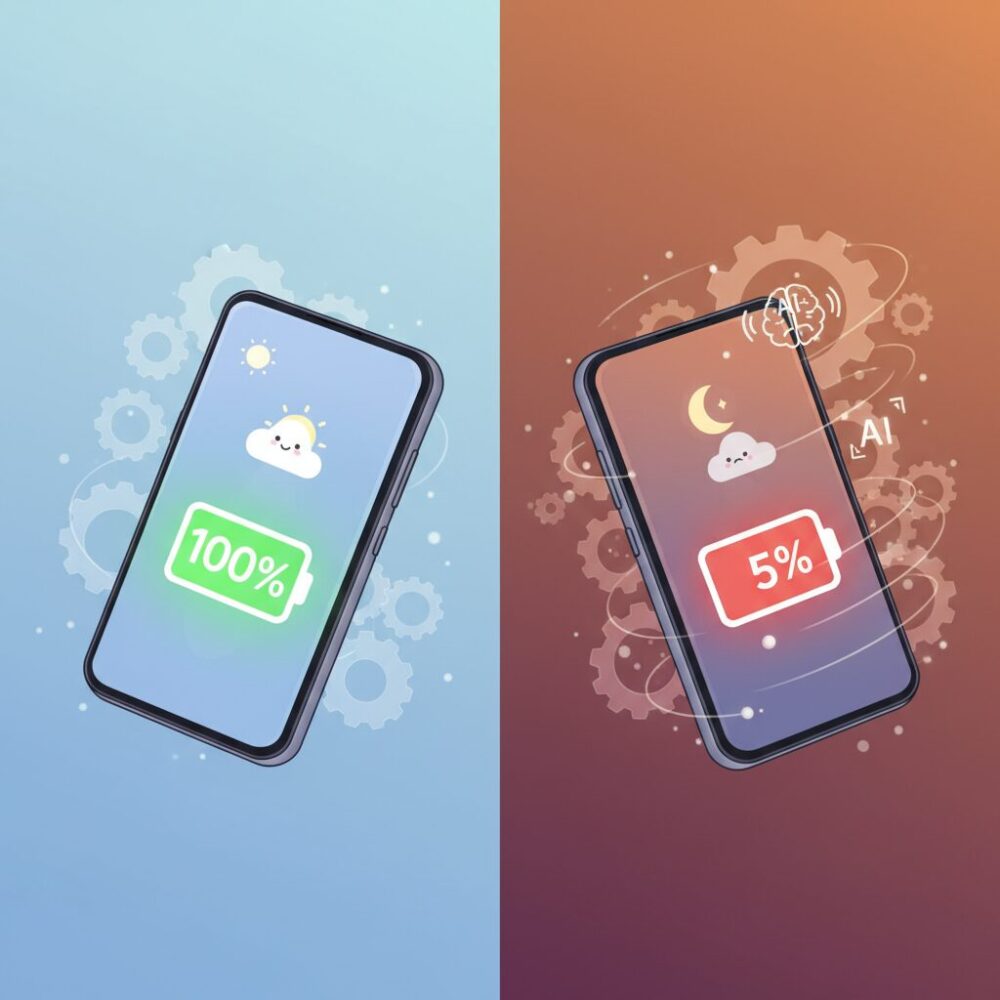 オンデバイスAIを使いすぎると起こるバッテリー消費 のイメージ