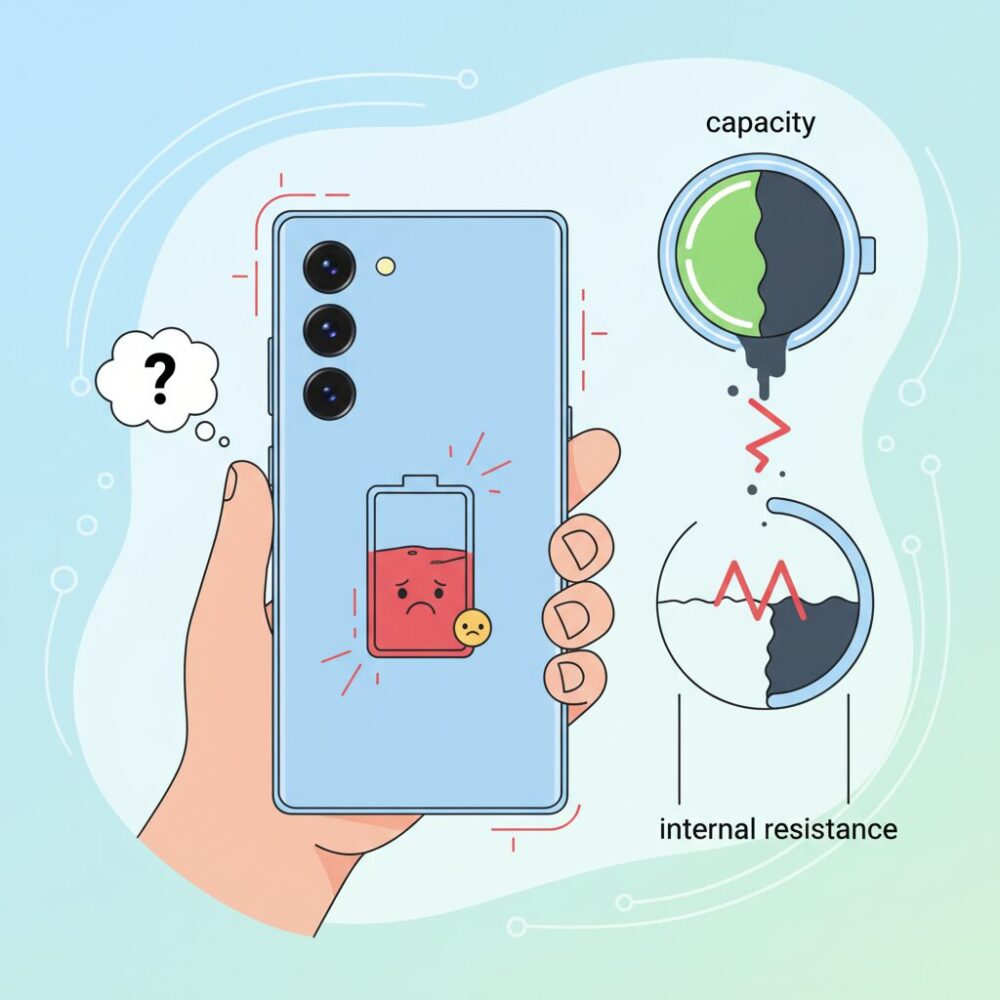 バッテリー劣化はなぜ起きる?容量と内部抵抗の違い のイメージ