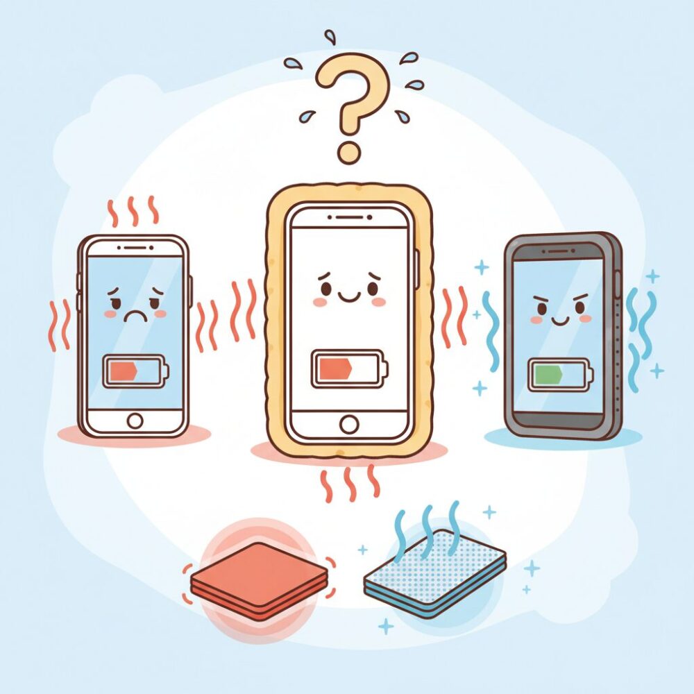 スマホケース素材でここまで違う放熱性能 のイメージ