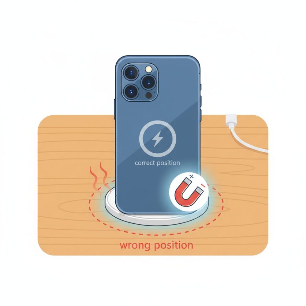 磁石付き充電でも起こる「位置ズレ」の正体 のイメージ