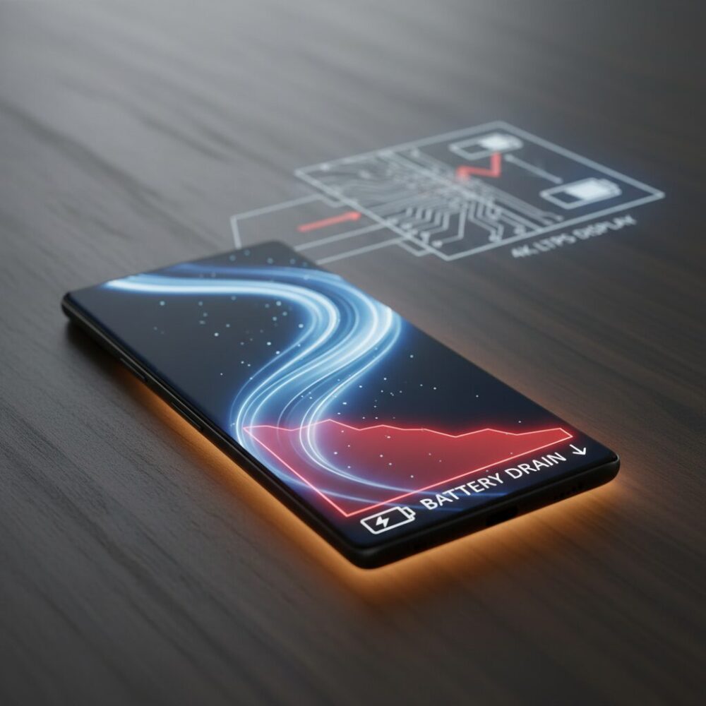 4K LTPSディスプレイがバッテリーに与える影響 のイメージ