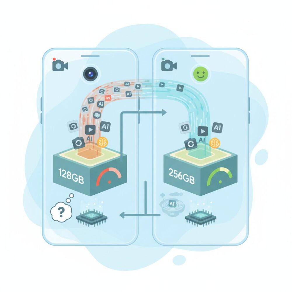 写真・動画・AI機能がストレージを圧迫する仕組み のイメージ