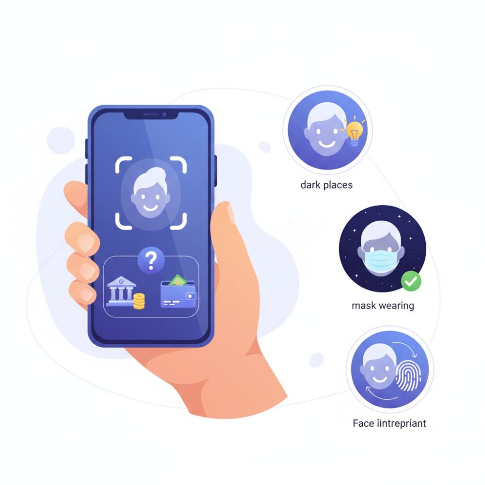 暗い場所やマスク着用時の認証はどうなる？ のイメージ