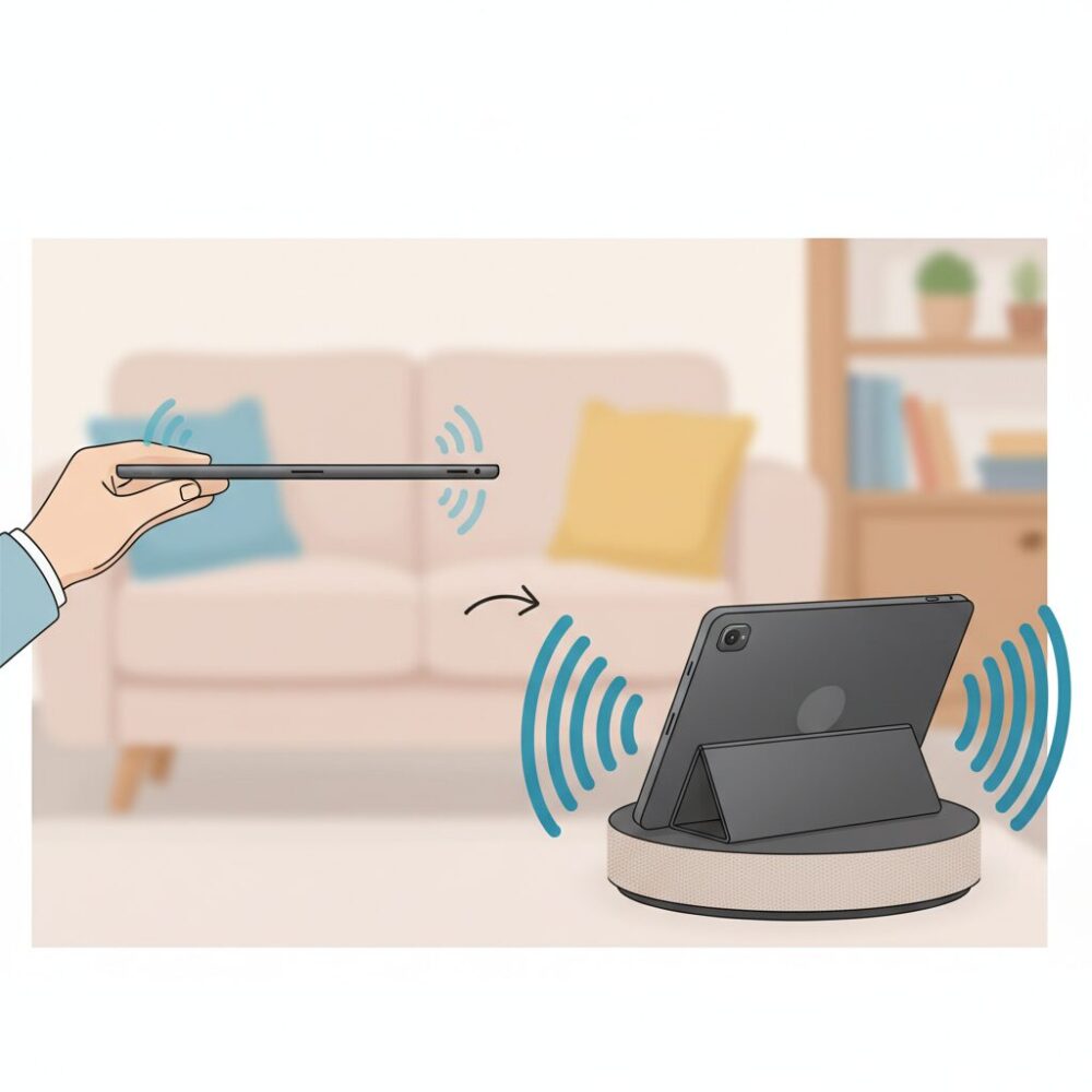 タブレット本体のスピーカーとドック接続時の違い のイメージ